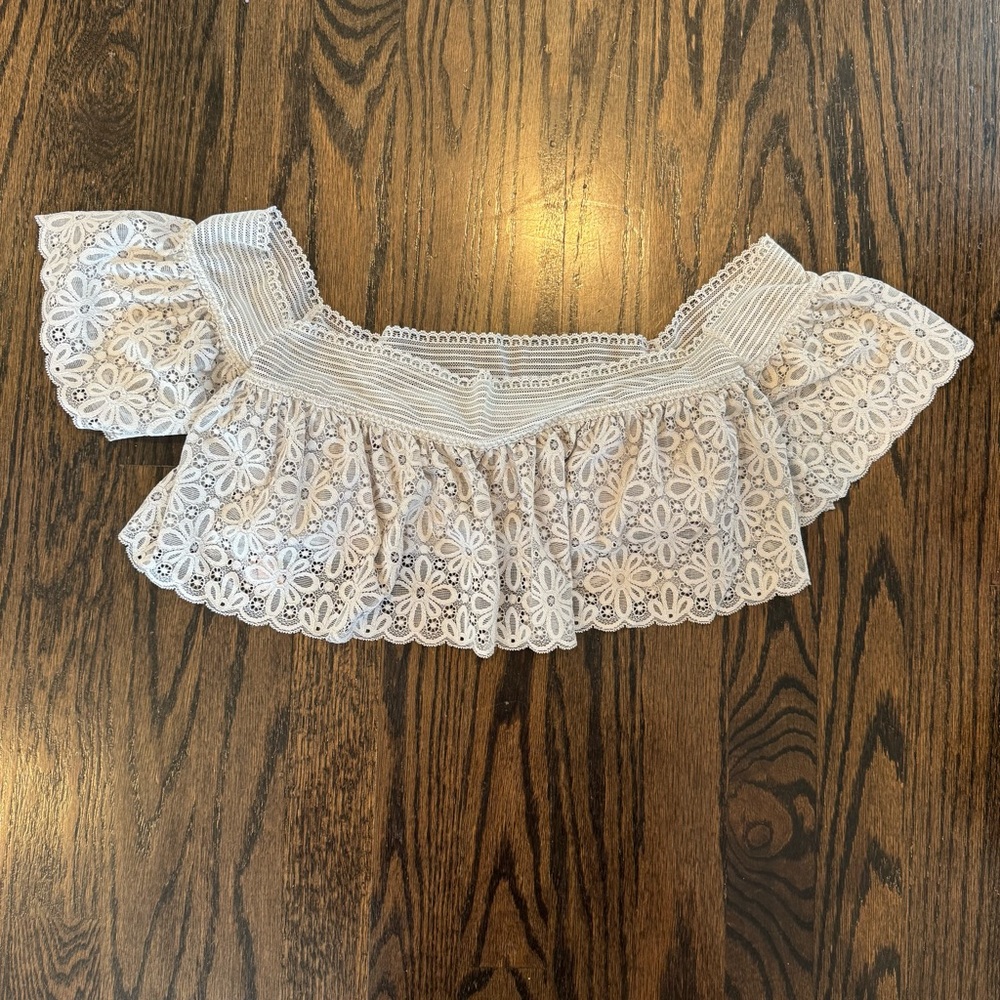 Victoria's Secret Cream Ruffled Off-Shoulder Blouse